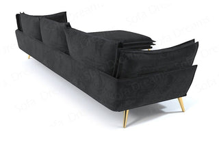 Stoff Ecksofa Lobos L-Form Schwarz