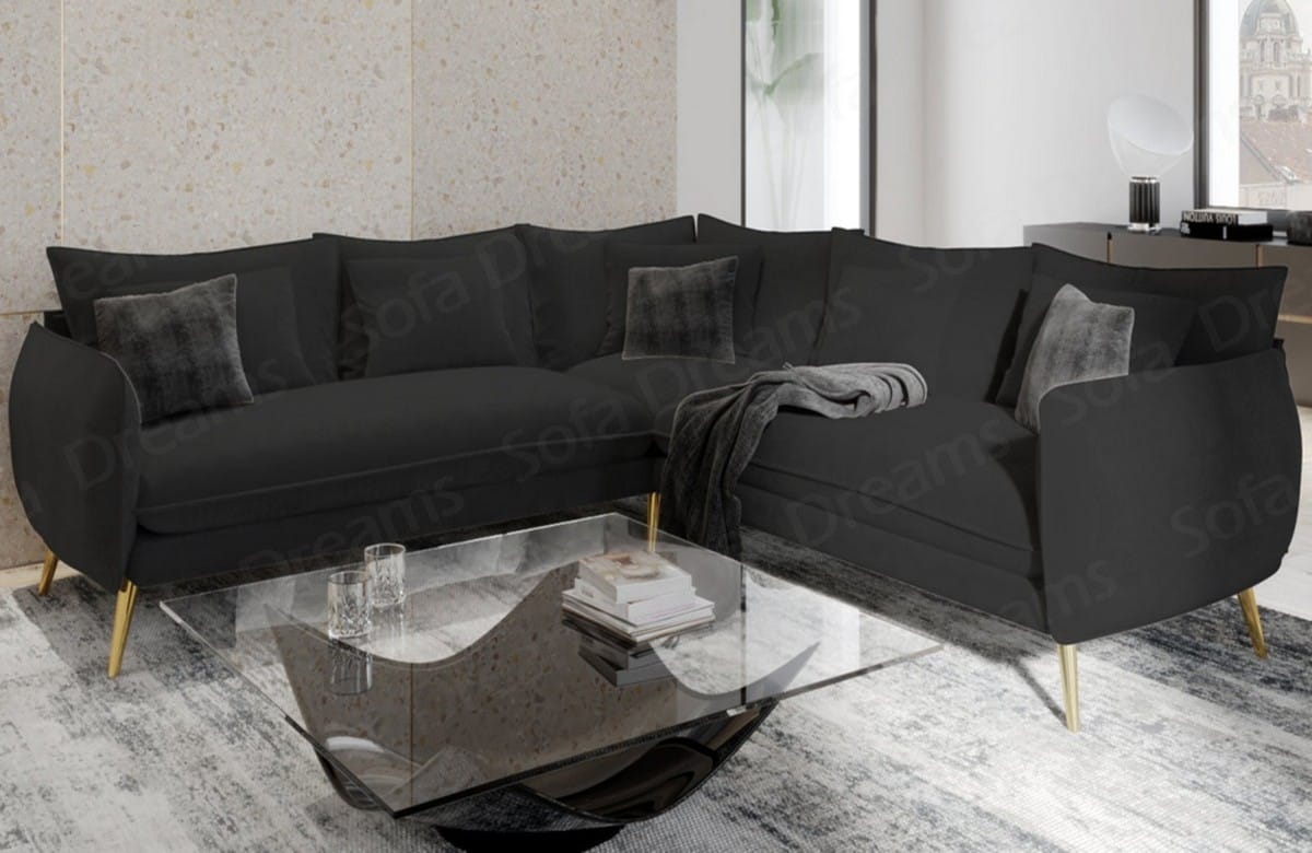 Couch Fürteventura L-Form in Stoff Schwarz