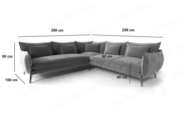 Couch Fürteventura L-Form in Stoff Schwarz