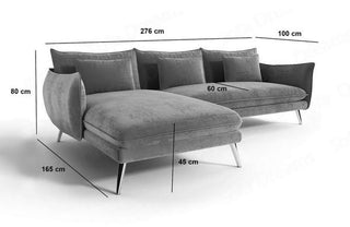 Ecksofa Fürteventura L-Form aus Stoff Hellgrau