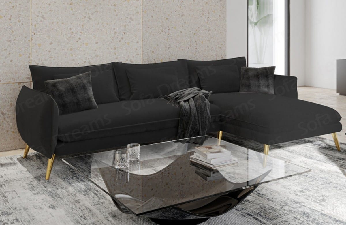 Ecksofa Fürteventura L-Form aus Stoff Schwarz
