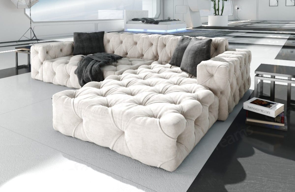 Ecksofa Menorca L-Form aus Stoff Beige