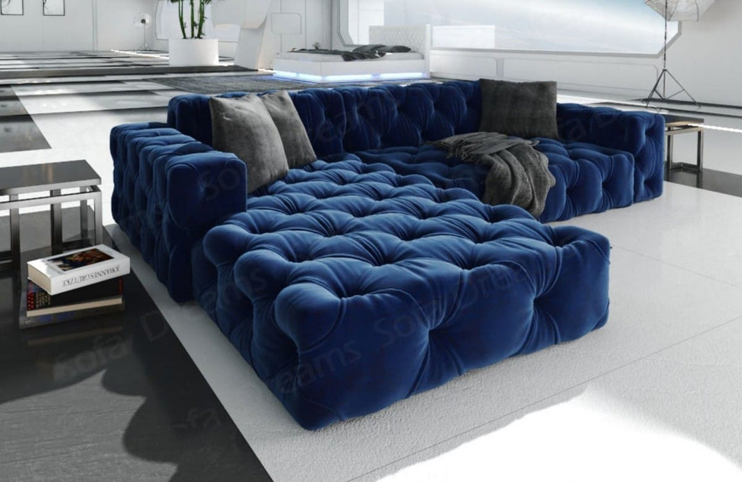 Ecksofa Menorca L Form aus Samtstoff