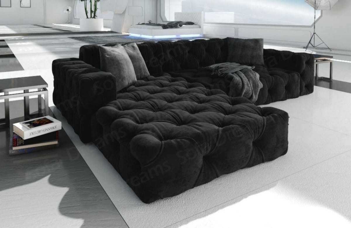 Polster Ecksofa Menorca L-Form Kurz – Komfort Schwarz