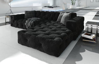 Ecksofa Menorca L-Form aus Stoff Schwarz