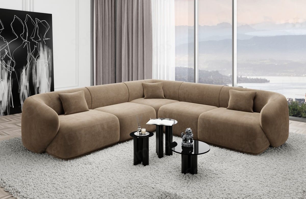 Ecksofa Marbella L-Form Stoff Braun