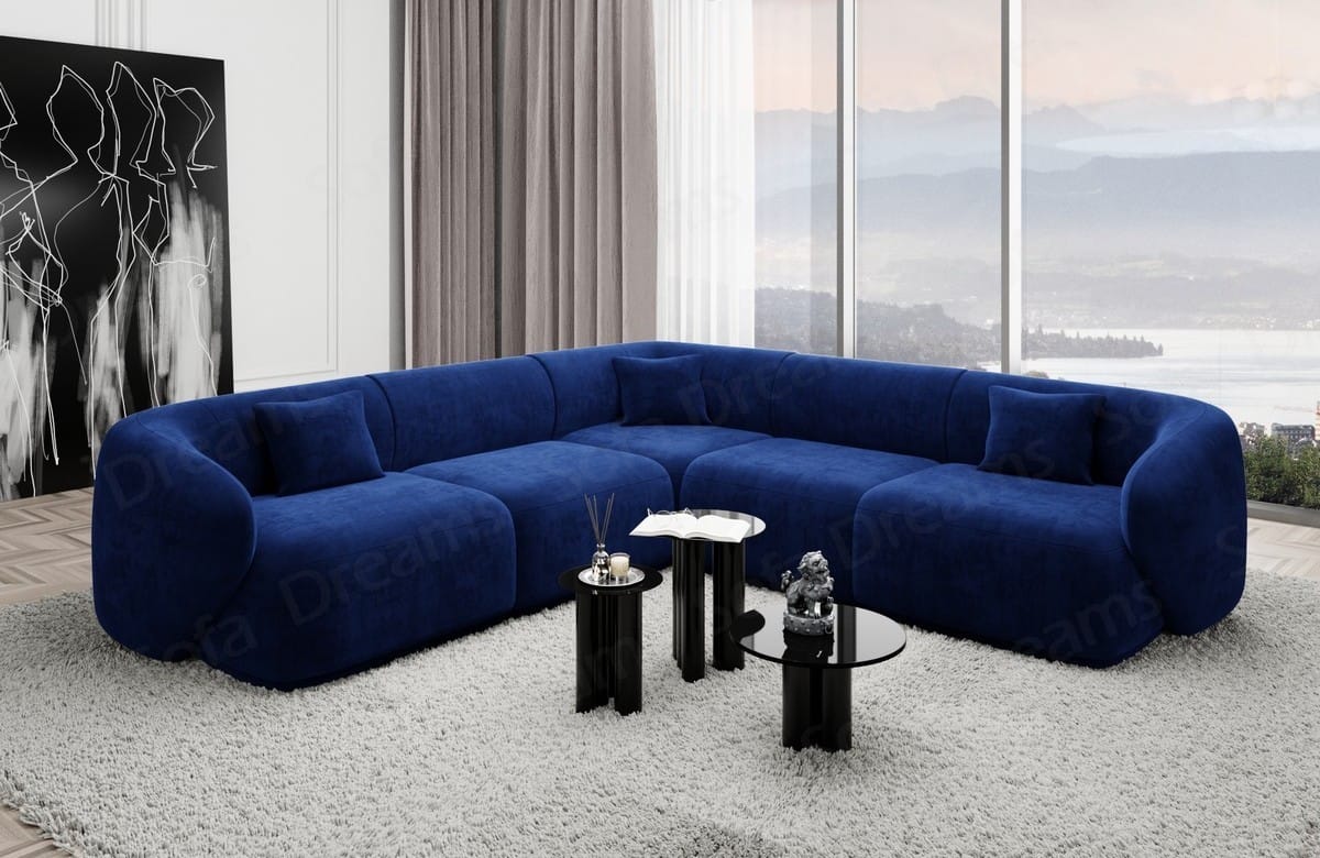 Ecksofa Marbella L-Form Stoff Dunkelblau