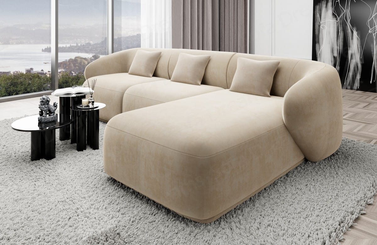 Ecksofa Marbella L-Form aus Stoff Beige