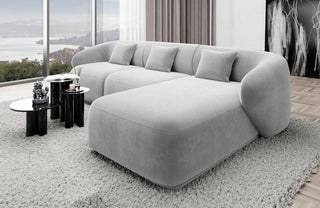 Ecksofa Marbella L-Form aus Stoff Hellgrau
