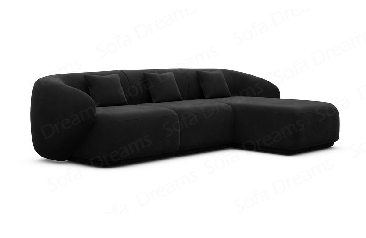 Ecksofa Marbella L-Form aus Stoff Schwarz