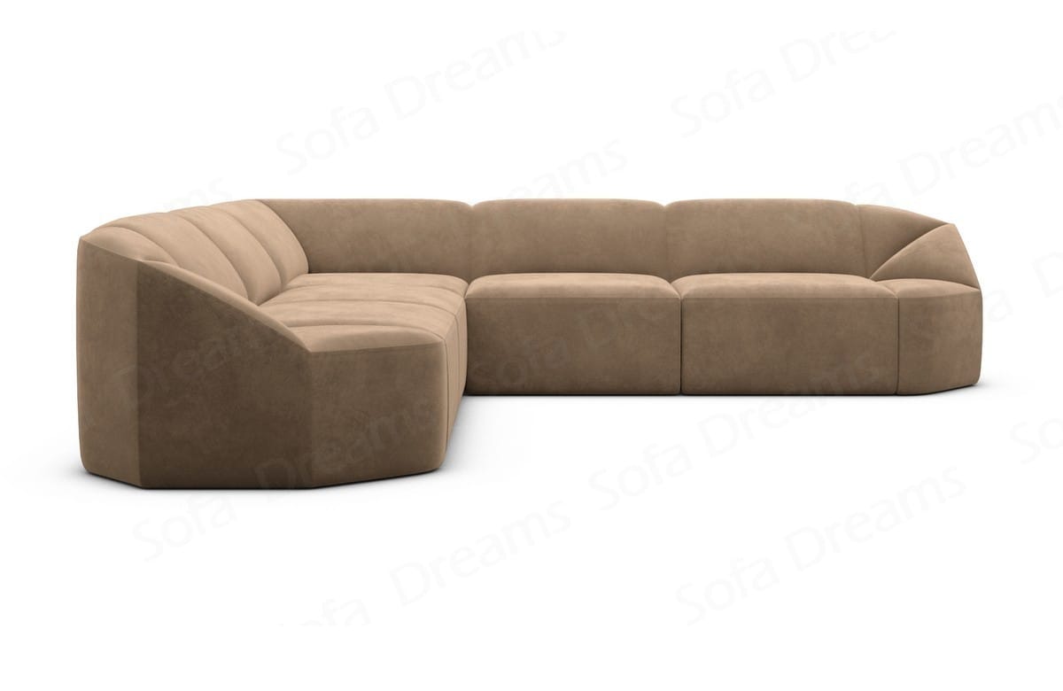 Samtstoff Ecksofa Cabrera L Form Braun