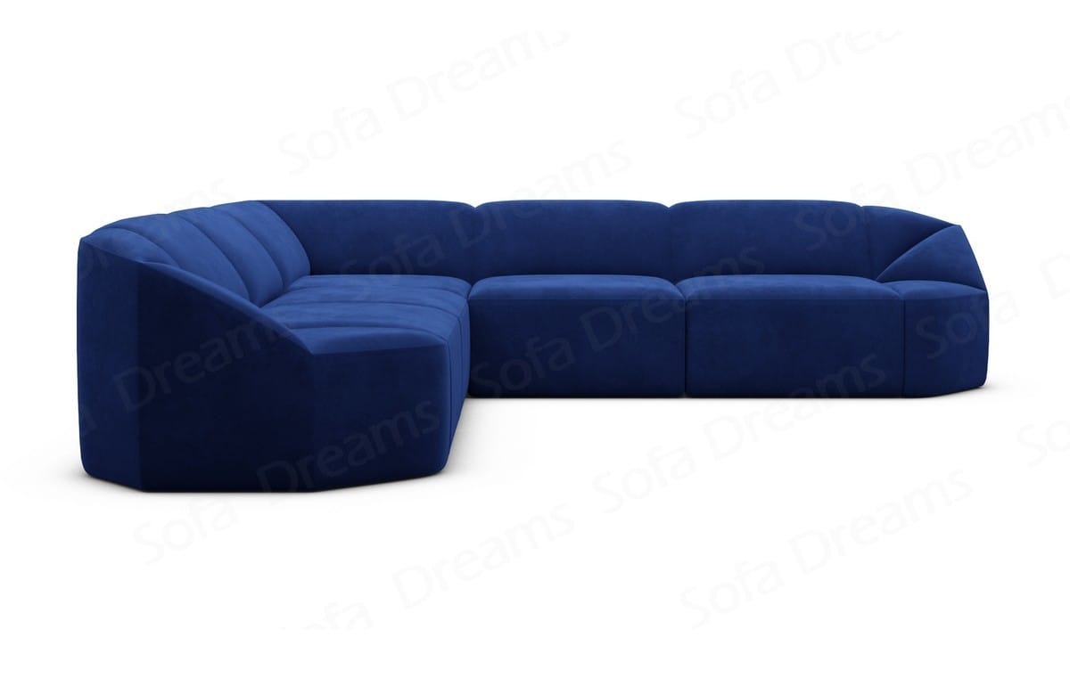 Samtstoff Ecksofa Cabrera L Form Dunkelblau