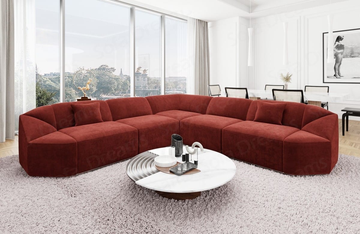Samtstoff Ecksofa Cabrera L Form
