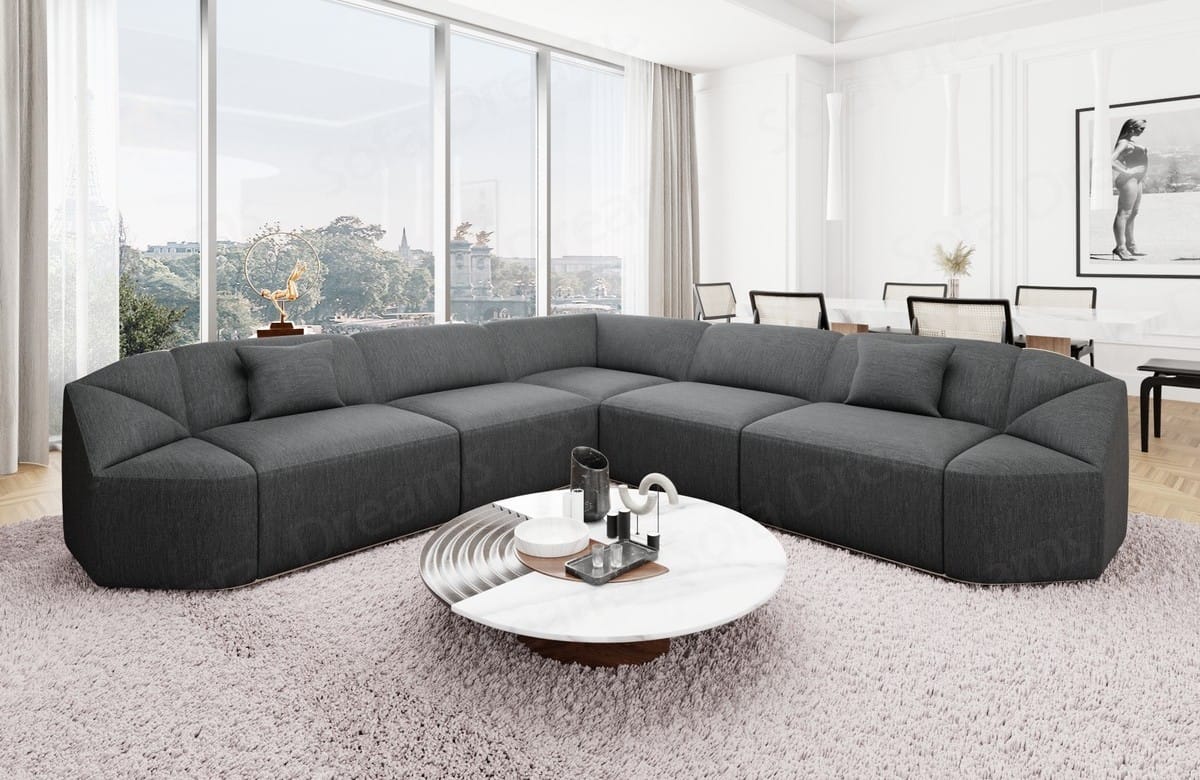 Stoff Ecksofa Cabrera L-Form Anthrazit