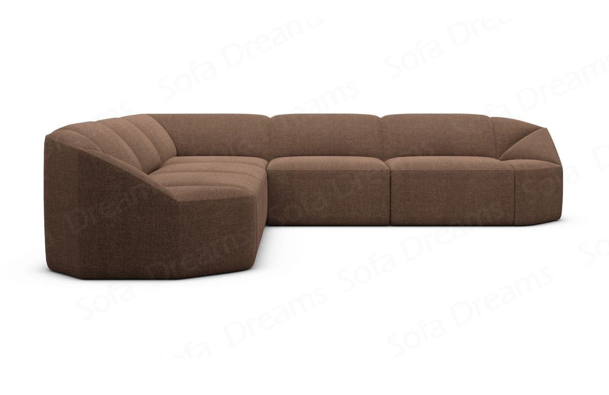 Samtstoff Ecksofa Cabrera L Form Braun