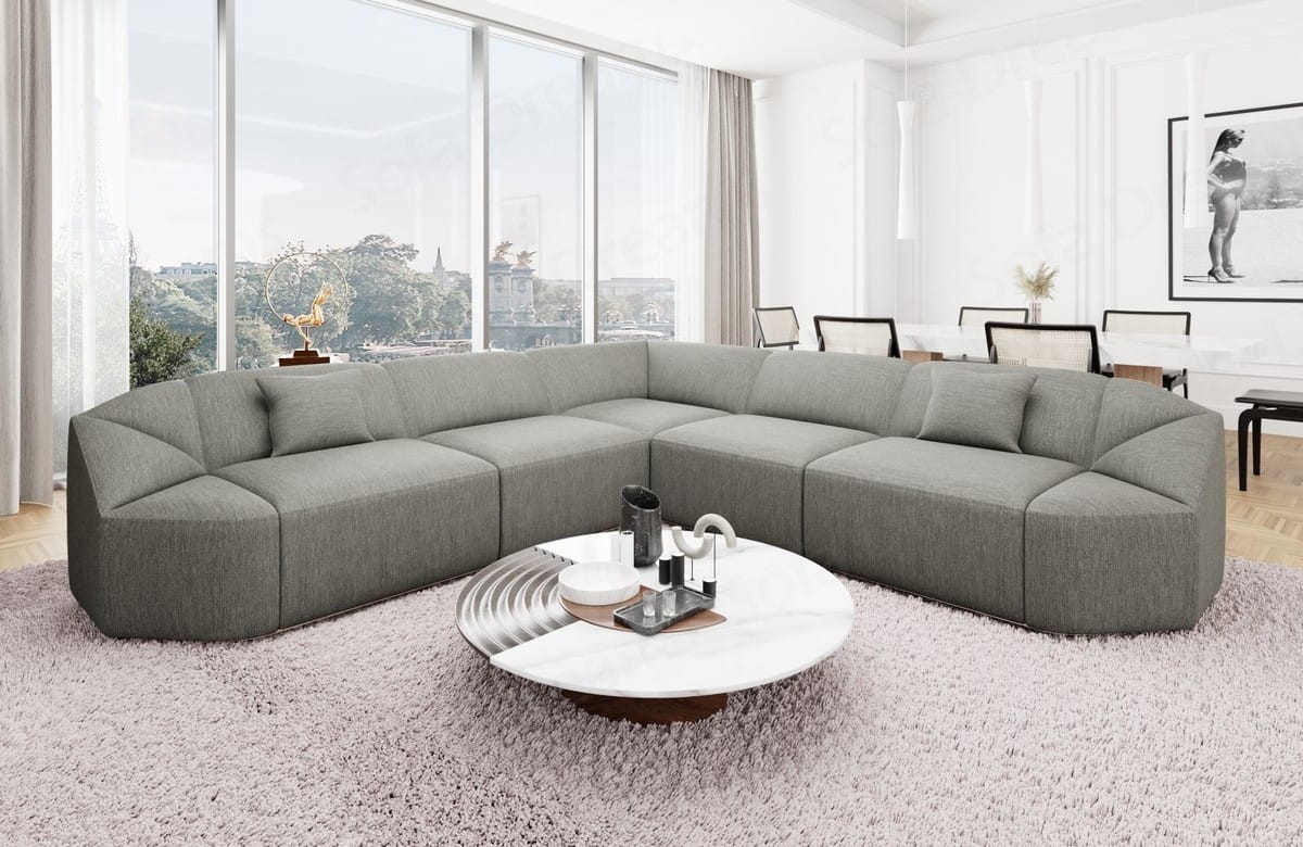 Samtstoff Ecksofa Cabrera L Form