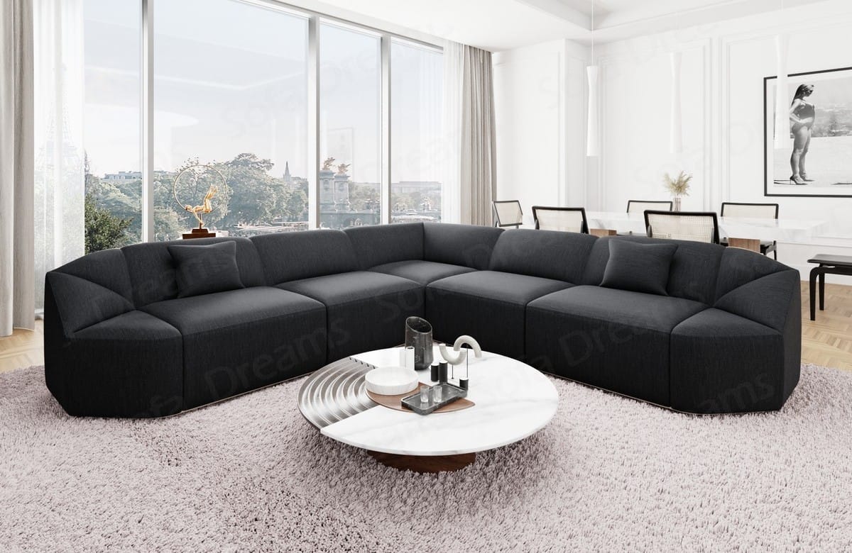 L-Form Stoffsofa Cabrera