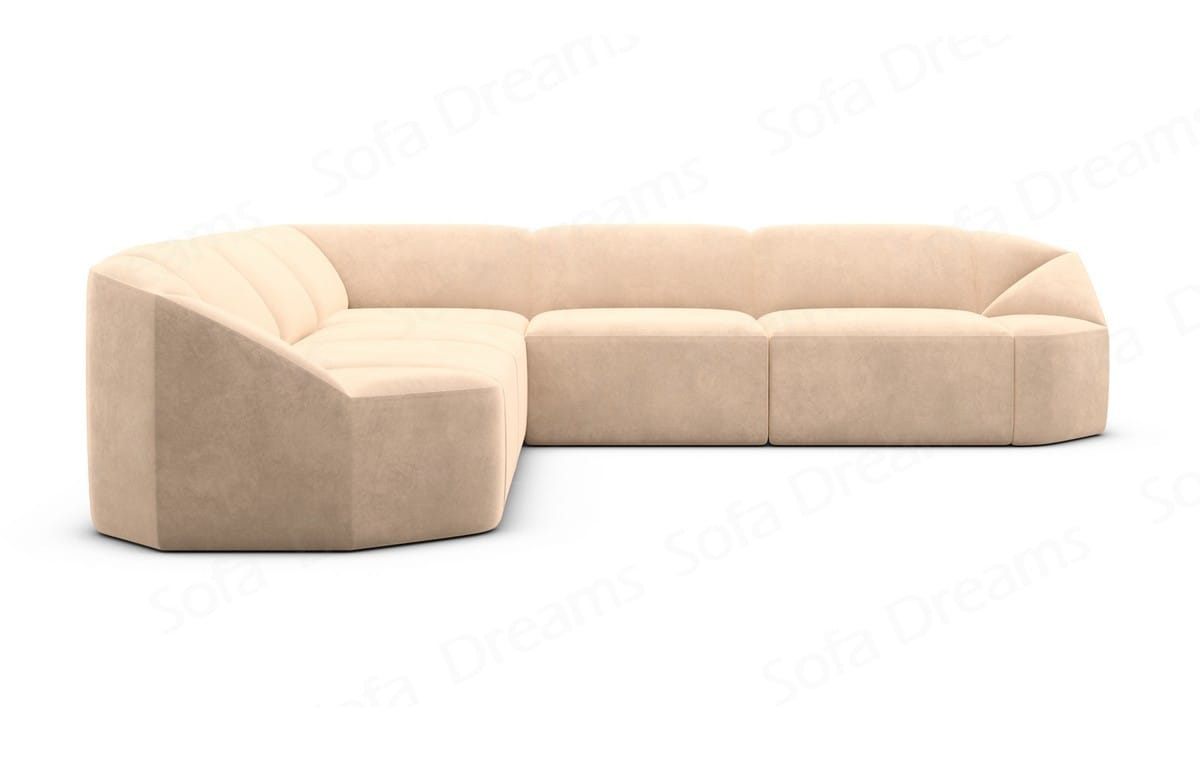 Samtstoff Ecksofa Cabrera L Form Beige