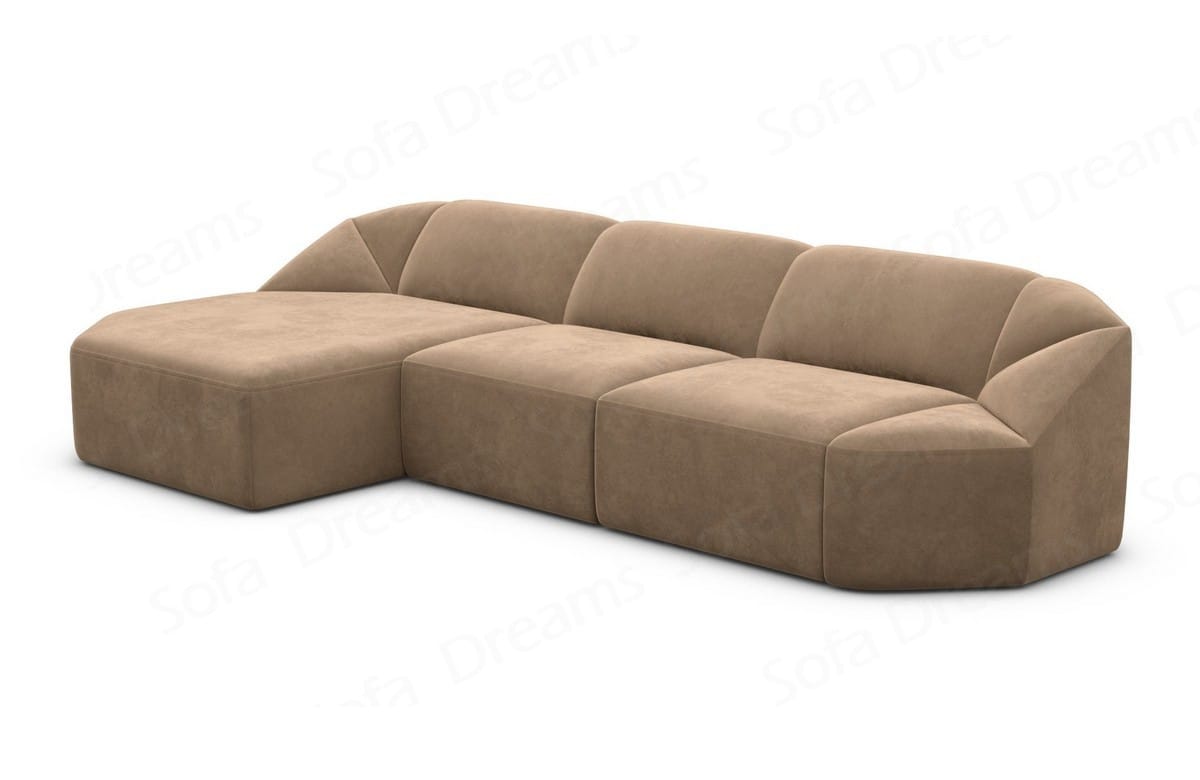 Stoff Ecksofa Cabrera L-Form Kurz Braun