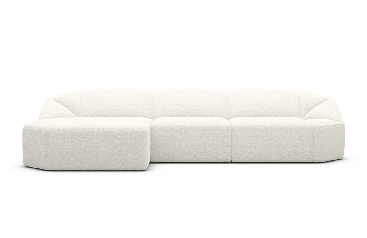 Stoff Ecksofa Cabrera L-Form Kurz Weiß