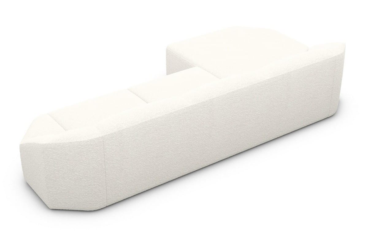 Stoff Ecksofa Cabrera L-Form Kurz Weiß