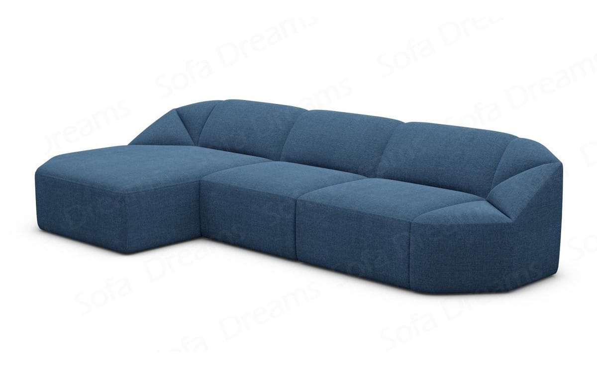 Stoff Ecksofa Cabrera L-Form Kurz Blau