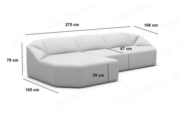 Stoff Ecksofa Cabrera L-Form Kurz Hellgrau