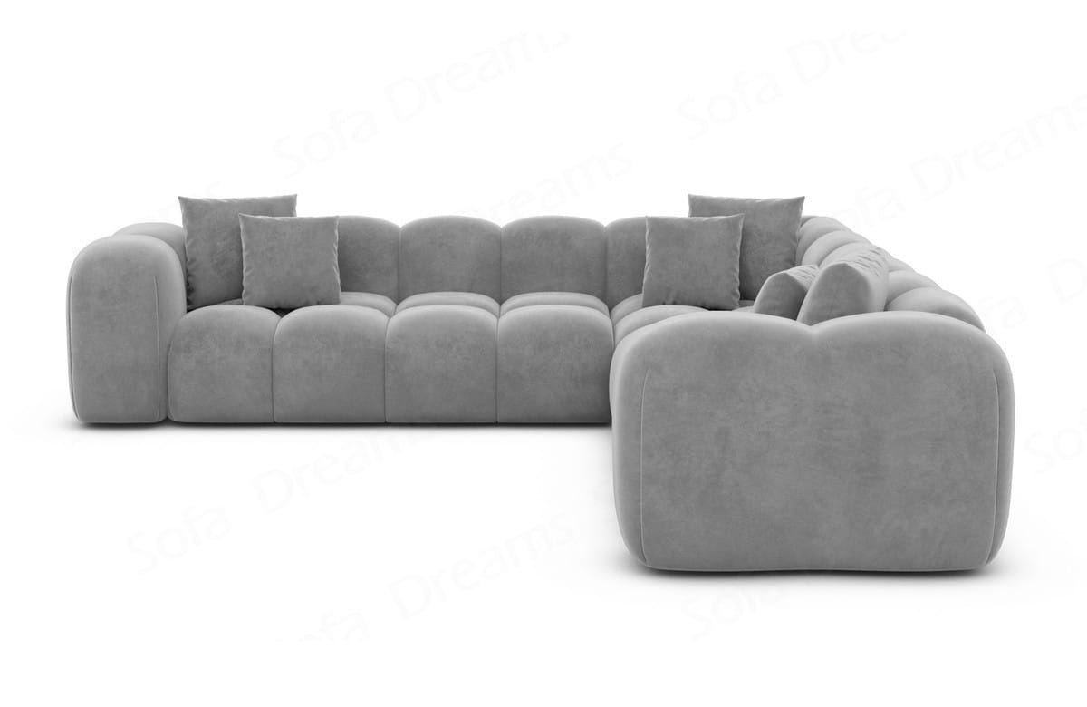 Ecksofa Formentera L Form aus Samtstoff Hellgrau