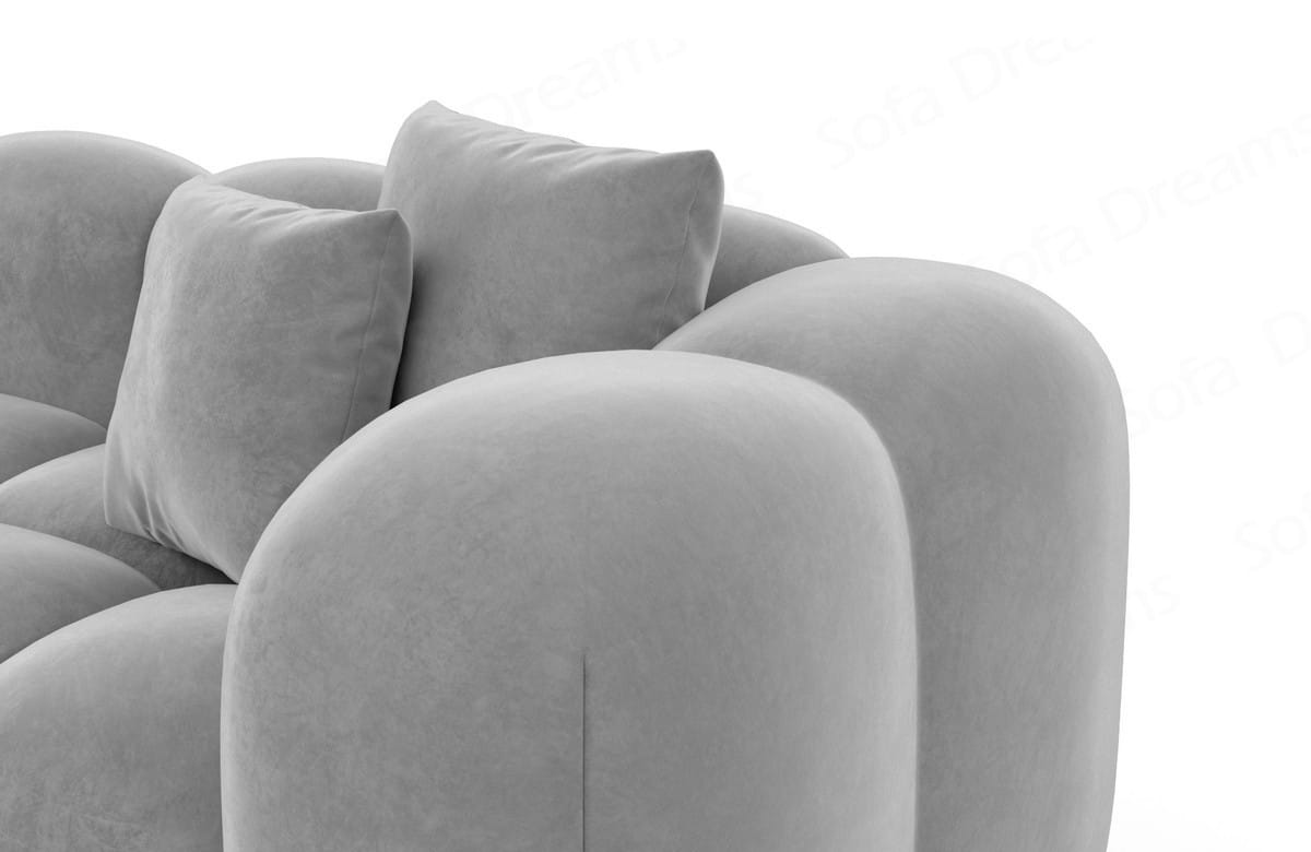 Ecksofa Formentera L Form aus Samtstoff Hellgrau