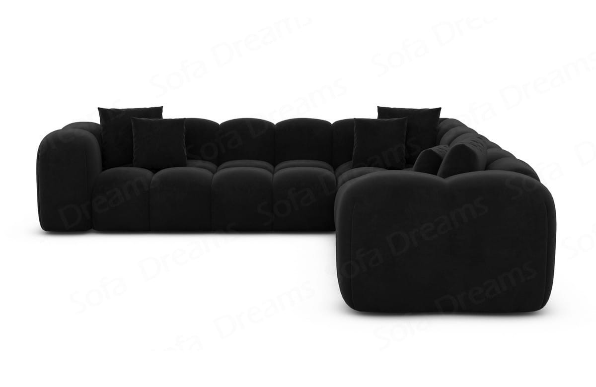 Ecksofa Formentera L Form aus Samtstoff schwarz
