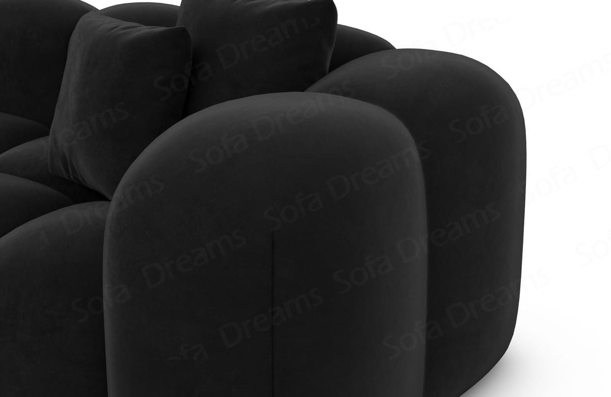 Ecksofa Formentera L Form aus Samtstoff schwarz