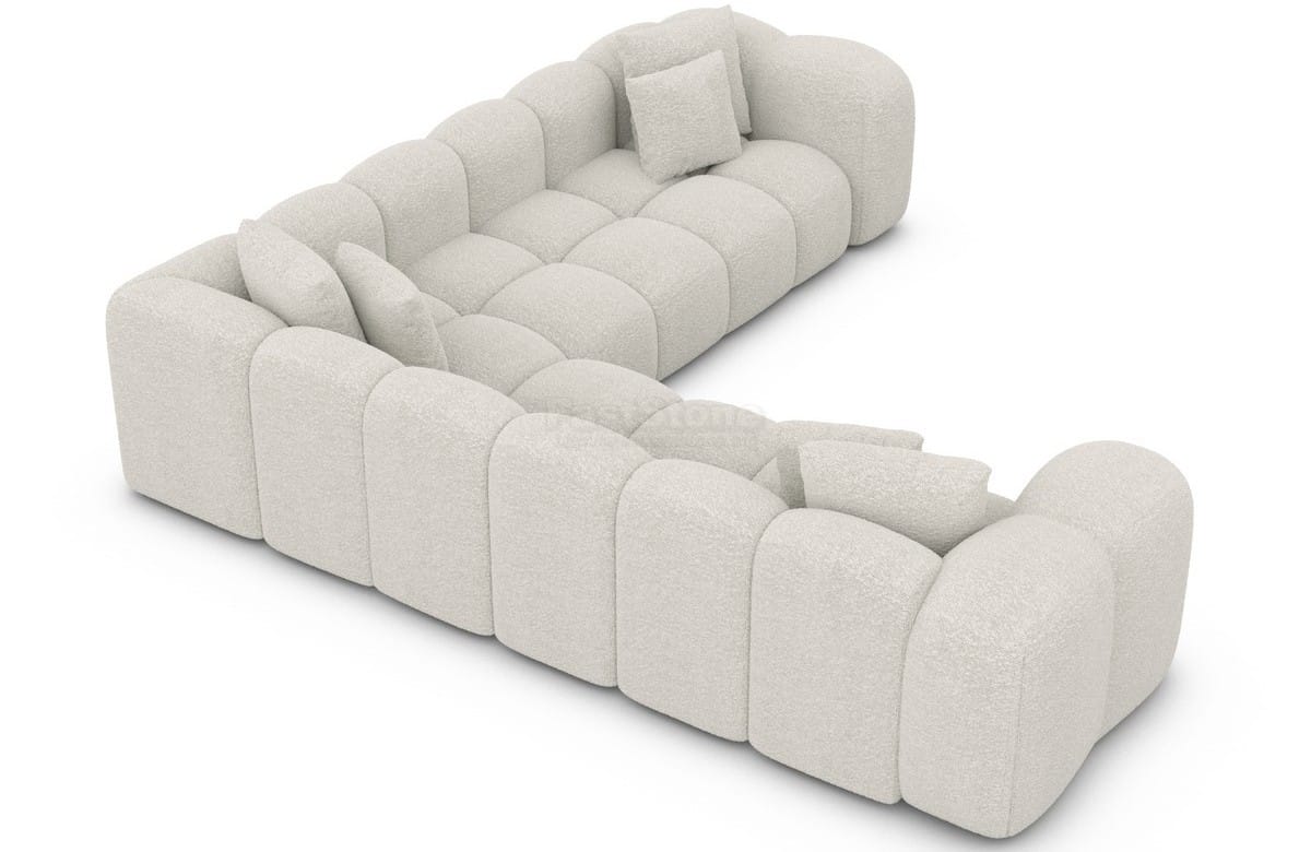 Ecksofa Formentera L-Form aus Stoff Pearl