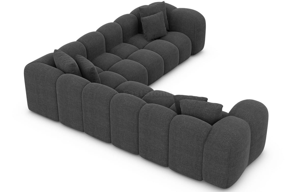 Ecksofa Formentera L Form aus Stoff anthrazit