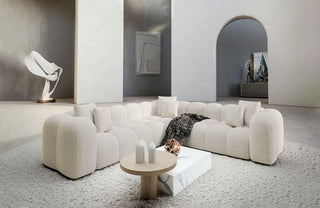 Ecksofa Formentera L-Form aus Stoff Beige