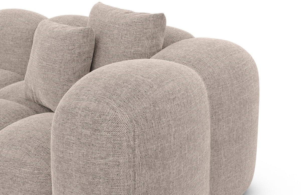Ecksofa Formentera L Form aus Samtstoff beige