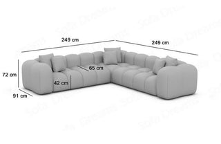 Ecksofa Formentera L-Form aus Stoff Beige