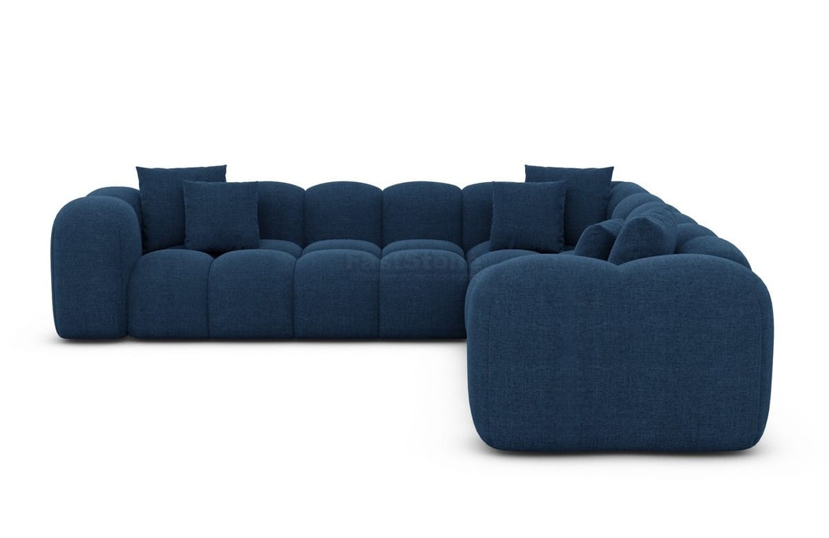 Ecksofa Formentera L Form aus Samtstoff blau