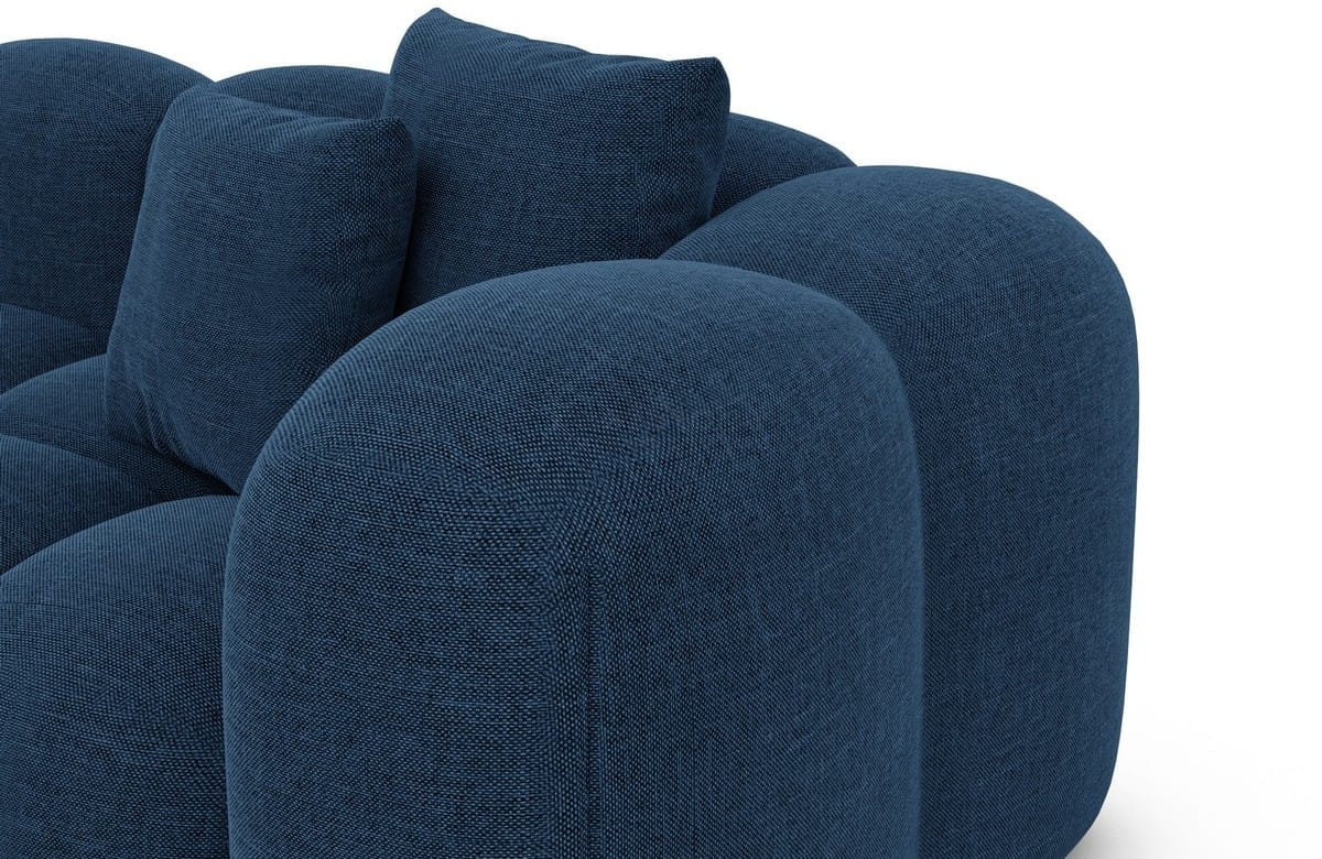 Ecksofa Formentera L Form aus Samtstoff blau