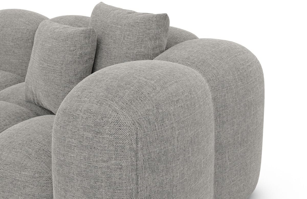 Ecksofa Formentera L Form aus Samtstoff Hellgrau