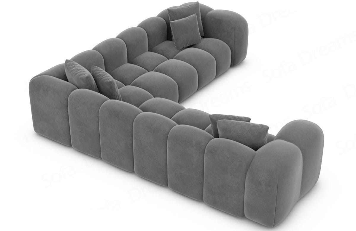Ecksofa Formentera L Form aus Samtstoff Dunkelgrau