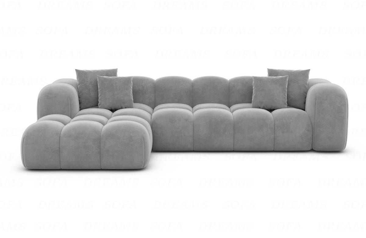 Ecksofa Formentera L-Form Kurz Stoff Hellgrau