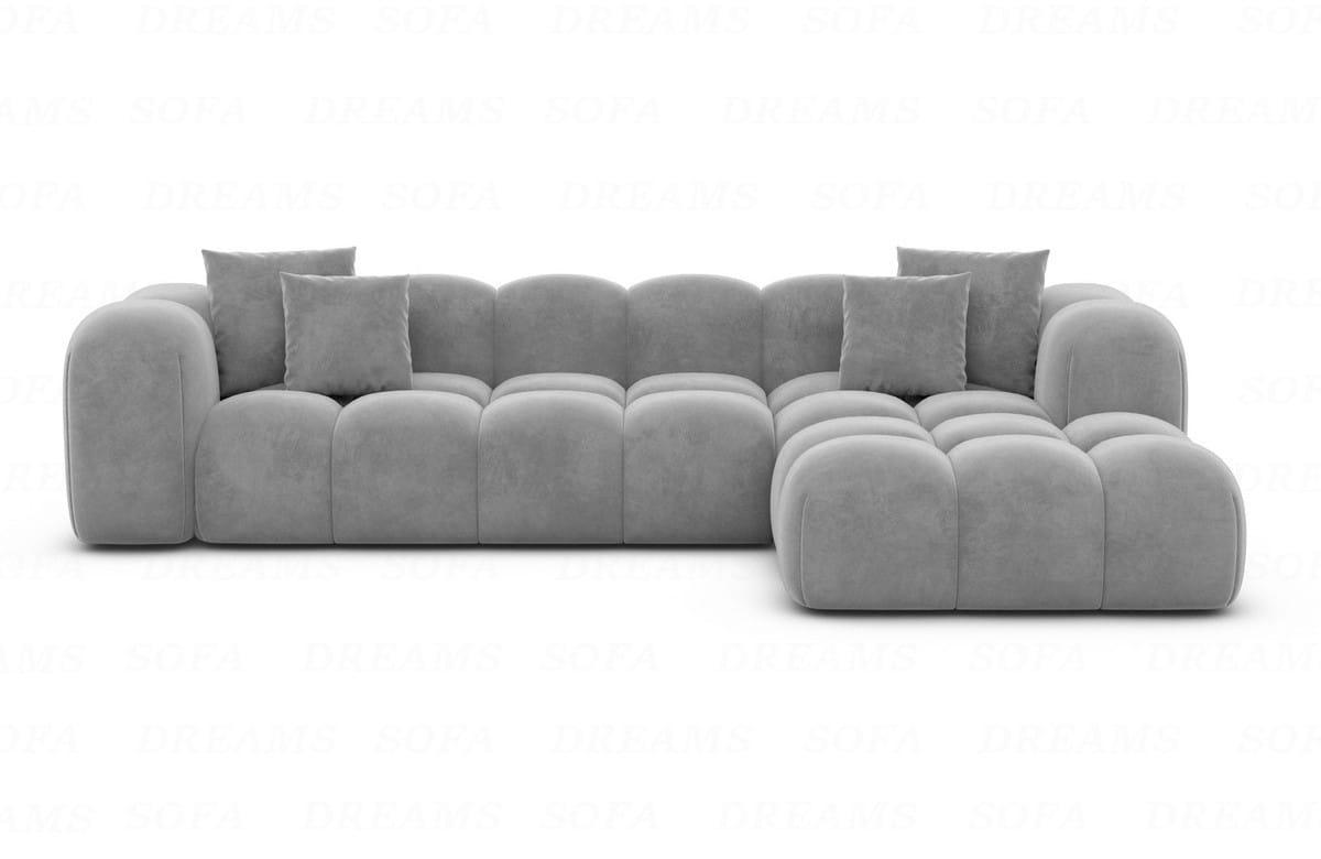 Ecksofa Formentera L-Form Kurz Stoff Hellgrau