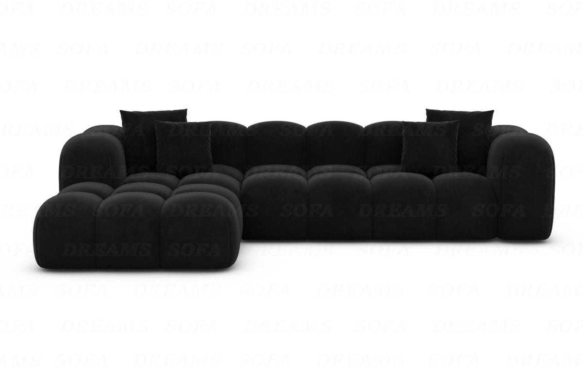Ecksofa Formentera L-Form Kurz Stoff Schwarz