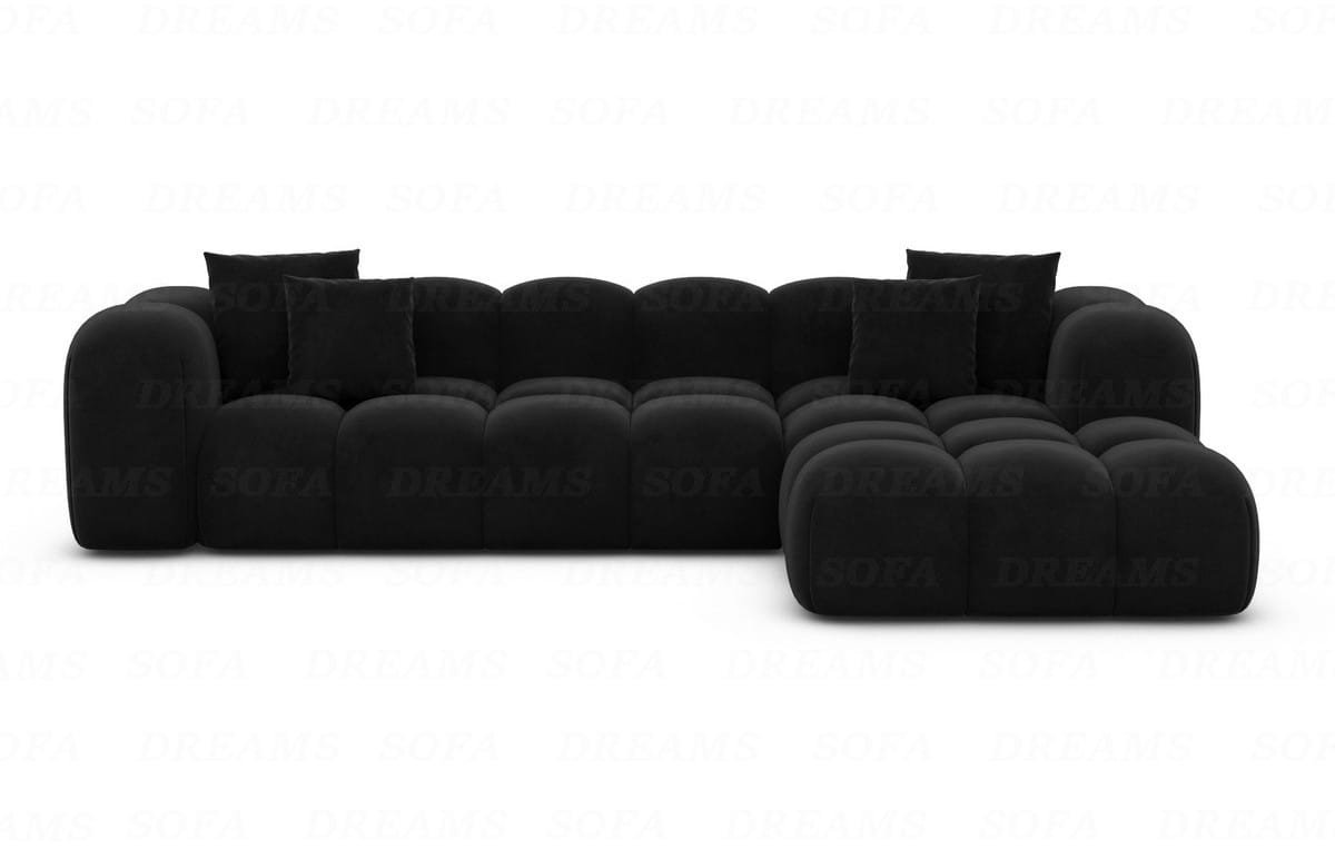 Ecksofa Formentera L-Form Kurz Stoff Schwarz