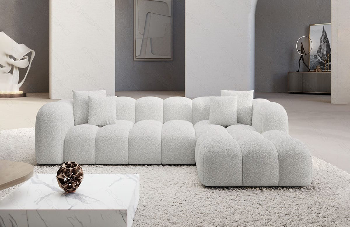 Ecksofa Formentera L-Form Kurz Stoff Pearl