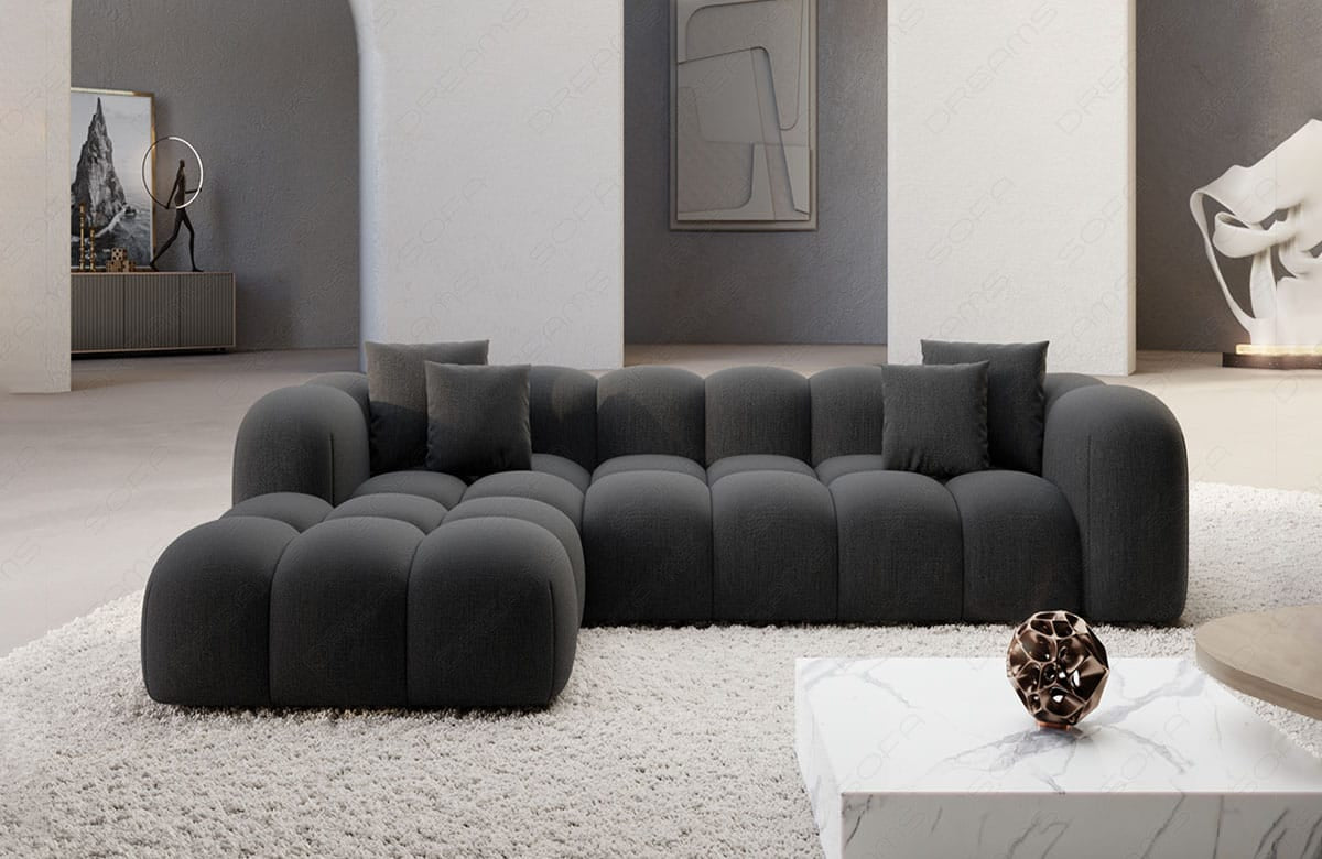 Ecksofa Formentera L-Form Kurz Stoff Anthrazit
