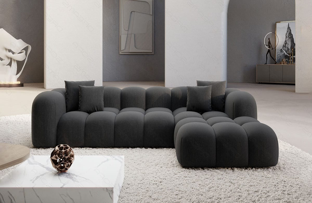 Ecksofa Formentera L-Form Kurz Stoff Anthrazit