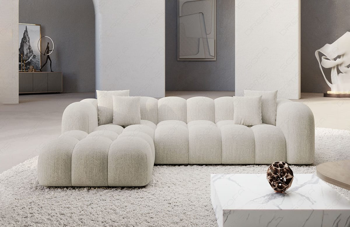 Ecksofa Formentera L-Form Kurz Stoff Beige