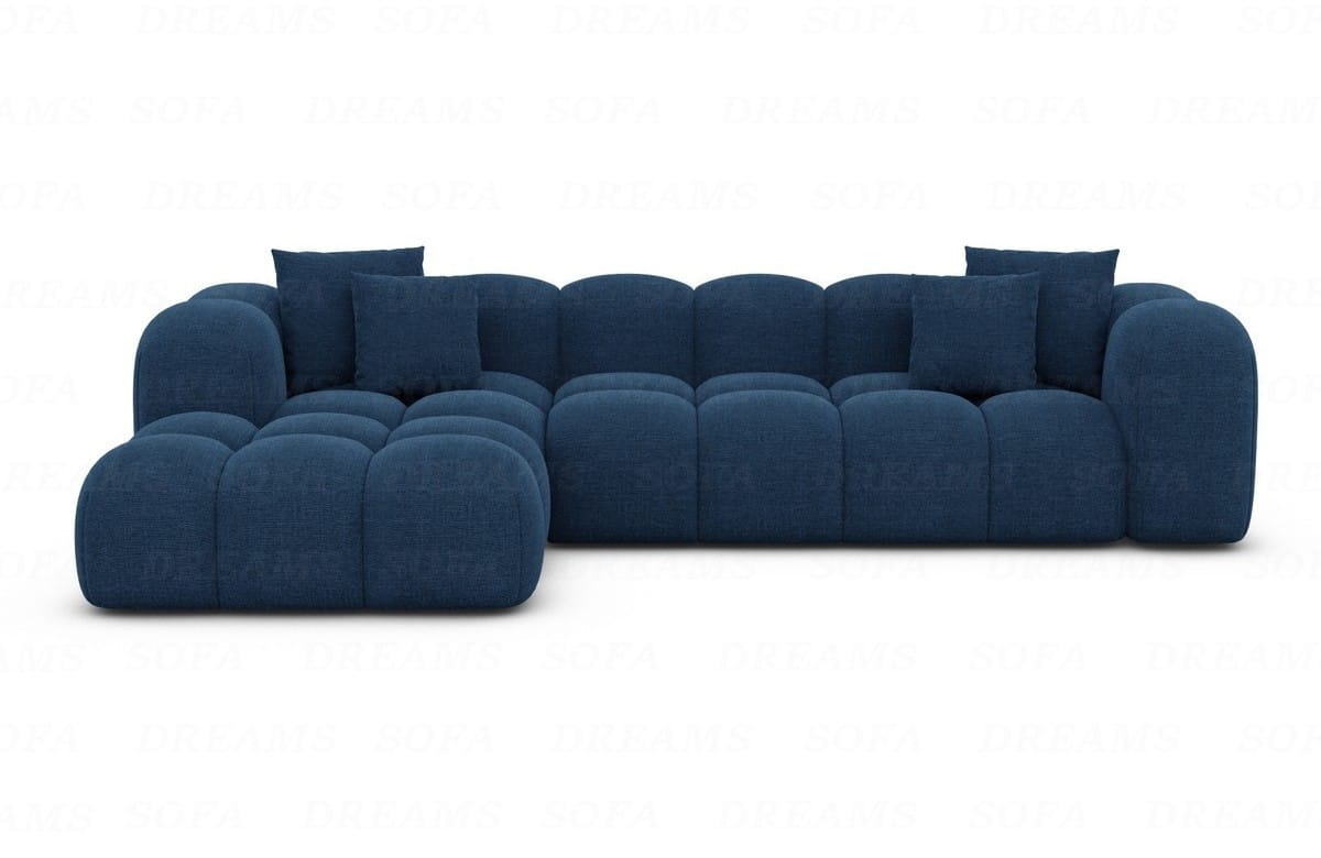Ecksofa Formentera L-Form Kurz Stoff Blau