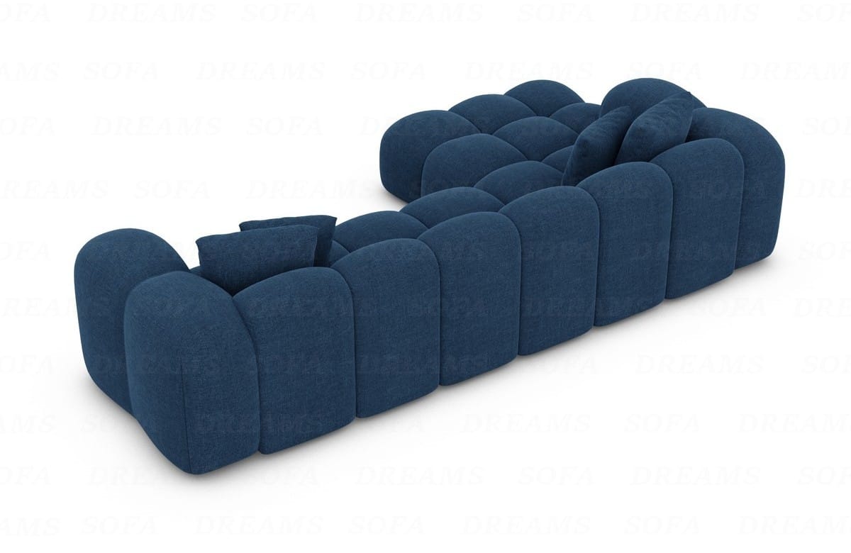 Ecksofa Formentera L-Form Kurz Stoff Blau